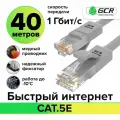Патч-корд UTP cat.5e 1 Гбит/с RJ45 LAN CCA компьютерный кабель для интернета контакты 24K GOLD (GCR-LNC500) серый 40.0м