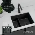 Смеситель для кухни для раковины ALVEUS ZEOS P MONARCH BLACK Кран для мойки поворотный, черный матовый