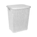 Корзина для белья  Violet Вязь, прямоугольная с крышкой, 40 л, белая