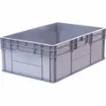 Ящик полимерный Тара 600х400х220 стенки сплошные, дно гладкое, 4 закрытые ручки, цв. серый