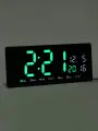 Часы электронные настенные, 36.2x15.5 см, зелёные цифры, особенности: с календарём