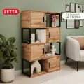 Стеллаж Letta Fiji, металлический, 4 дверцы, цвет дуб вотан, 75 см x 30 см x 120