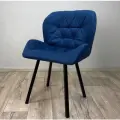 Стул мягкий со спинкой, большой, Ракушка, велюр, на ножках, синий