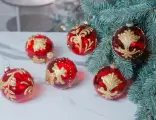 Набор стеклянных елочных шаров белецца прециоза, красный, 10 см, 6 шт, EDG 683969-42-набор