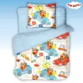 Постельное белье 1,5-спальное для детей Василек, Бязь, наволочки 70х70, Три кота, Машина для Коржика