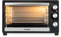 Мини-печь Hyundai MIO-HY074 30л. 1500Вт серебристый/черный, Световой индикатор, Таймер, Съемная решетка в комплекте