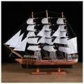 Сувенирная модель корабля большой Дейчланд, борта тёмное дерево, паруса белые, 60x12x51 см