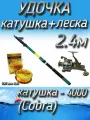 Набор рыбака для летней рыбалки (спиннинг телескопический, леска, катушка Cobra 140) 240 см