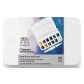 Краски акварельные художественные 12 цветов Winsor&Newton Cotman, кюветы + кисть с резервуаром