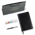 Ручка шариковая PARKER Jotter Plastic CT, корпус черный, ежедневник А5 черный, белый срез, пакет, 880895, 1шт в компл.