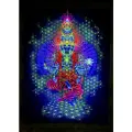 Флуоресцентная картина на ткани Avalokiteshvara - Полотно на стену, панно для дома, йога принт; гобелен светящийся в УФ ультрафиолете LED неоне, настенный декор