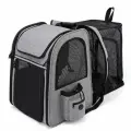 Большой рюкзак-переноска для кошек и собак размером 45х35х30 см, серый.