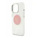 Guess для iPhone 16 Pro Max чехол PC/TPU Middle Colored Ring Metal Cam Hard Transp/Pink (MagSafe)