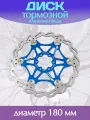 Тормозной диск синий 180 мм для велосипеда / Велосипедный ротор дискового тормоза