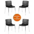 Комплект стульев TetChair SKALBERG (mod. C-084-A) IKEA, 4 шт, для кухни пластиковый на балкон, черный/хром