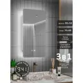 Зеркало-шкаф Палантин 90*50 с тройной LED-подсветкой, петли справа, с часами