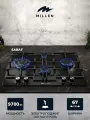 Варочная панель встраиваемая, газовая MILLEN MGHD 6501 BL, черный, ширина 65 см, 4 конфорки, материал поверхности: эмаль, материал решёток: чугун, электроподжиг, газ-контроль