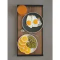Поднос Molinardi Creativo с ручками металлический с деревянной вставкой, Дуб черный