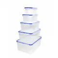 Набор герметичных контейнеров 5 шт. Kamille KM 20000 с крышками, для еды и хранения продуктов (0,5 л; 0,9 л; 1,5 л; 2,5 л; 3,5 л.)