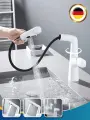 Смеситель для кухни, с гибким изливом, с фильтром, душа, ванной, умывальника, вращением на 360 градусов и аэратором, Белый