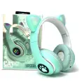 Беспроводные наушники Cat Ear P33M с bluetooth и светящимися кошачьими ушками (cyan)