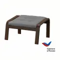 Банкетка, подставкой для ног икеа поэнг POАNG из грецкого ореха шпона, со съемной толстой подушкой темно-серого цвета, крепежи в комплекте
