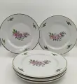 Набор из 5-ти обеденных тарелок Сирень, фарфор, деколь, золочение