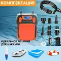 Насос аккумуляторный двухступенчатый для лодок, sup HT-790 для лодки ПВХ, SUP досок, матрасов, батутов бассейнов, встроенным аккумулятором 6000 мАчШесть насадок в комплекте и ЖК-дисплей,