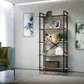 Стеллаж SHARLI-90 лофт 5 полок, дуб сонома, 180 x 90 x 31 см, крепление к стене, нагрузка до 100кг