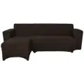 Чехол на угловой диван без оборки с выступом слева, цвет Кофе