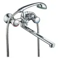 Смеситель для ванной с душем и краном ROEGEN RP120B длинный излив