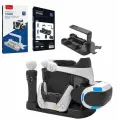 Подставка 6 в 1 для VR PS4 PS5 Зарядная станция для контроллеров ps move и геймпадов dualsense Sony Playstation 5 Черная