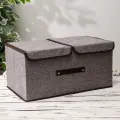 Короб стеллажный для хранения с двойной крышкой Доляна Тэри , 49 29 24 см, серый