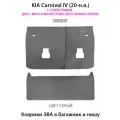 Коврики ЭВА в багажник и нишу для KIA Carnival IV, С отверстиями, на 7 и 8 мест любой сборки. ЕВА соты SUPERVIP.