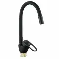 Смеситель для кухни с высоким гибким силиконовым изливом, черный
