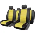 Универсальные автомобильные чехлы на весь салон из экокожи ULTRA чёрно-жёлтые
