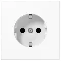 Розетка с заземлением Jung LS, без защитных шторок, на клеммах, белый