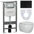 Комплект 4 в 1 Ceramicanova с инсталляцией Envision, безободковым унитазом Play, чёрной клавишей Round