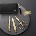 Набор маникюрный в кожаном футляре, чёрный, 3 предмета, Twinox Gold Edition 97747-004
