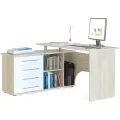 Стол компьютерный с тумбой КСТ-109Л левый, цвет дуб сонома/белый, ШхГхВ 140х127х75 см, выдвижные ящики слева