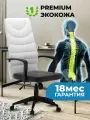 Кресло компьютерное офисное ортопедическое Byroom Office CASE, Стул игровой рабочий со спинкой и подлокотниками на колесиках для дома кабинета, бело-серый