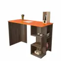 Письменный стол Фрезия-34 ясень шимо темный / оранжевый глянец 115х76х50 см, цвет на заказ