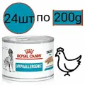 Влажный диетический корм для взрослых собак при пищевой аллергии , Royal Canin Hypoallergenic Dog паштет (24шт по 200г)