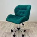 Стул для мастера со спинкой, Ракушка, большой, FitBest, зеленый велюр