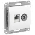 3 шт. Systeme Electric Glossa Белый Розетка двойная TV + компьютерная RJ45, кат. 5Е, GSL000189