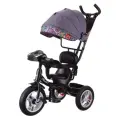 Велосипед детский Pilot, трёхколёсный, с родительской ручкой, надувные колеса, графит