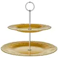 Этажерка Bronco GOLDEN GLOW, 2 яруса, круглая, золотистая, стекло, 28/21,5 см высота 25 см