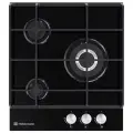 Варочная панель газовая 3 конфорки Hebermann HBGG 453.1 B, материал поверхности: закалённое стекло, материал решёток: чугун, термостойкие ручки -Hitech, электроподжиг, газ-контроль