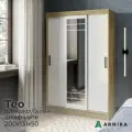 Шкаф-купе для одежды с зеркалом Тео, 131х200х50 см, ЛДСП (крафт/белый)