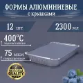 Формы алюминиевые 2300мл 12 шт с крышками, 31,3x21,3x4,4 см. Для гриля и выпечки